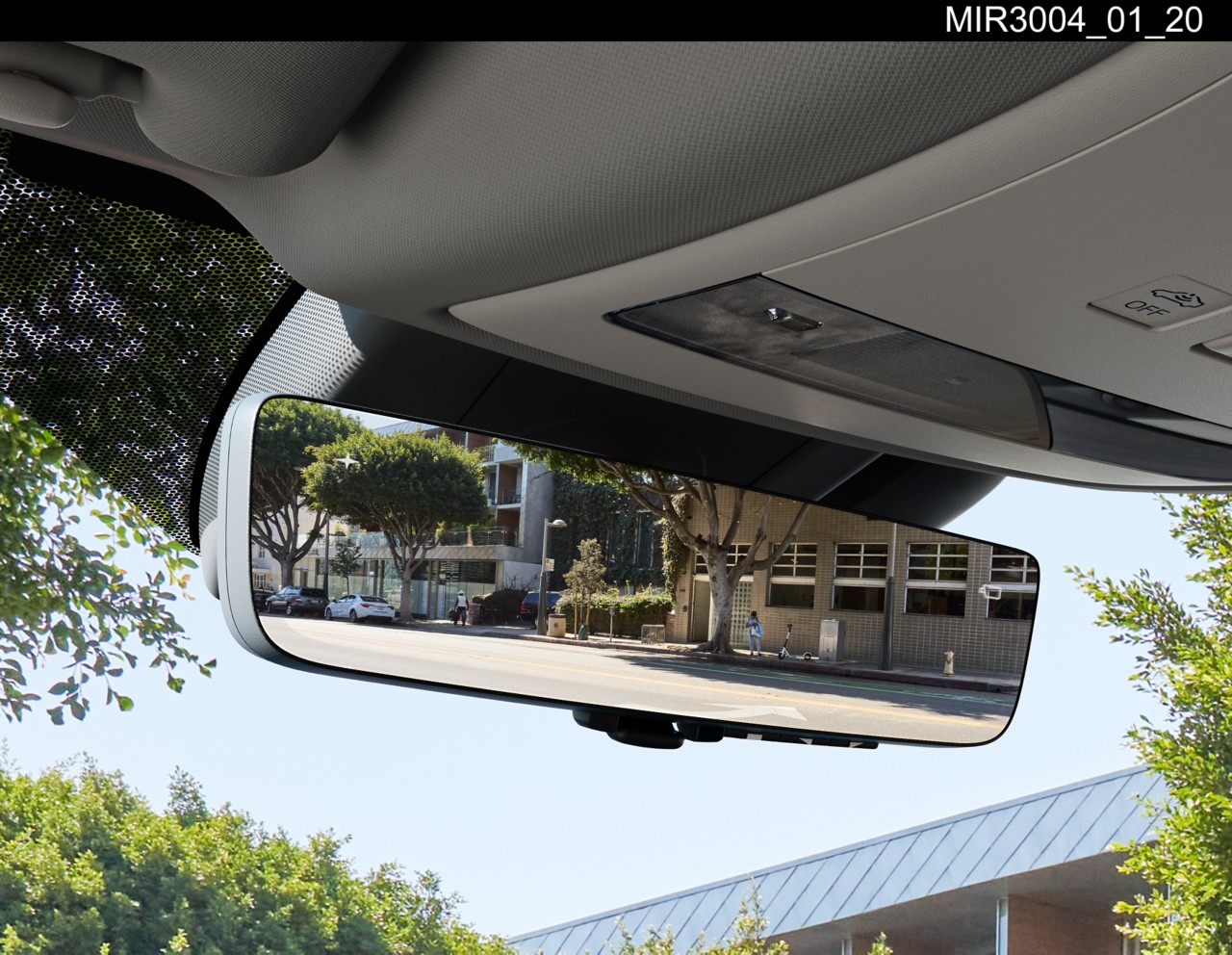 Detail image of the rear-view mirror.